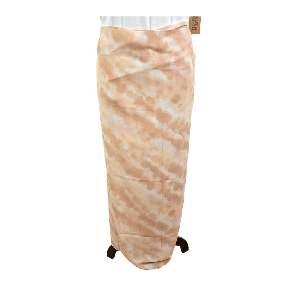 Colleen Lopez Wrap Skirt Womens OS Peach/Tan Tie Dye Garden Floral Sunburst